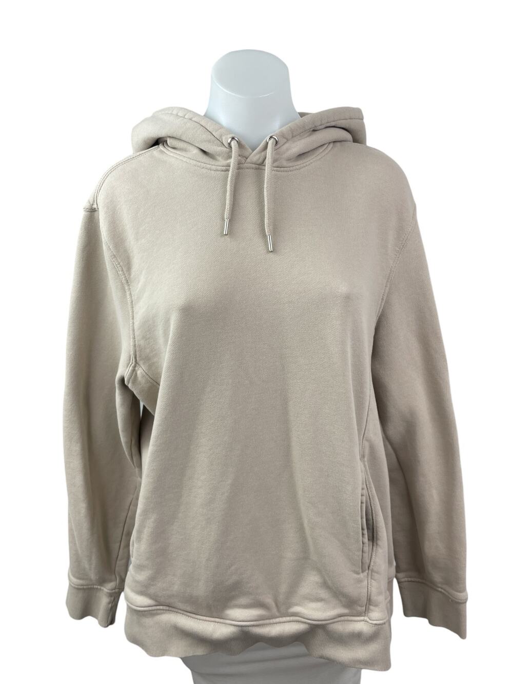 H&M Women's Beige Long Sleeve Relaxed Hoodie Hooded Sweatshirt Top Size XL